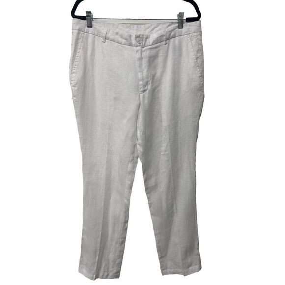 Tasso Elba White Linen Straight Men's Pants Size 34x32 Beachy Coastal Breathable - Picture 1 of 12